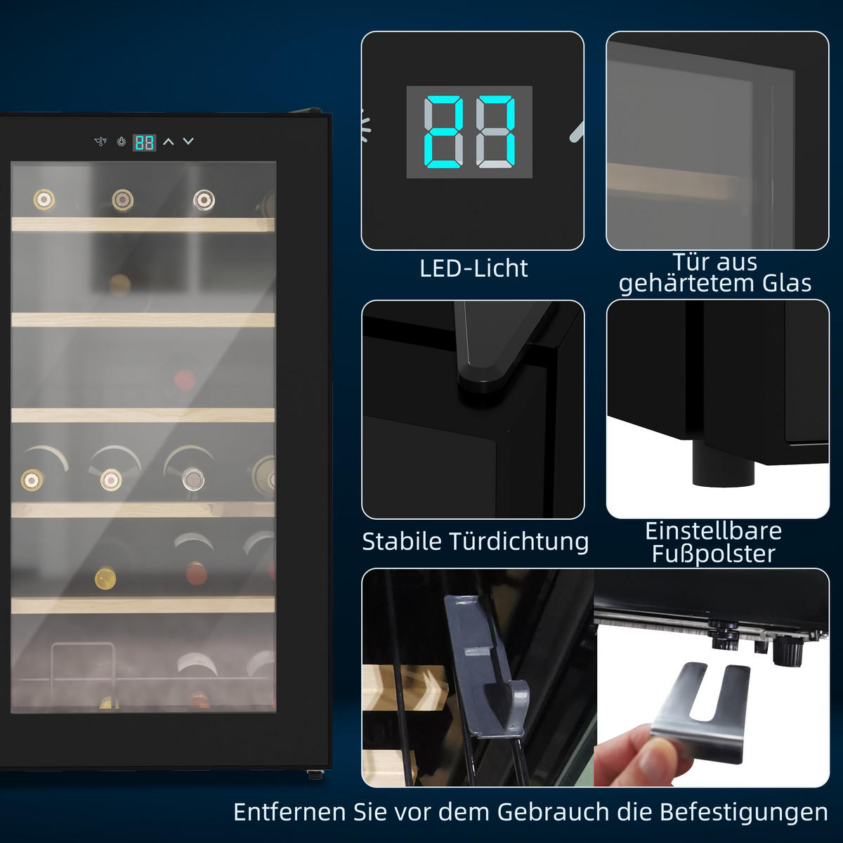 WEINLAGERUNG, Stahl, Schwarz, 43B x 45T x 75H cm - Schwarz, Metall (45/75/43cm) - HOMCOM