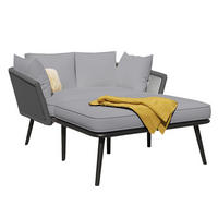 SONNENLIEGE 130/120/67 cm grau aus Polyester und Stahl mit abnehmbaren waschbaren Kissen - Grau, Kunststoff (120/67/130cm) - OKWISH