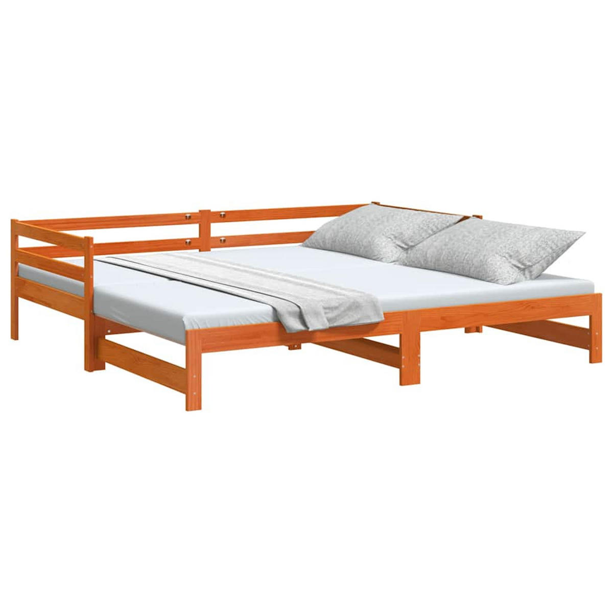 TAGESBETT Ausziehbar Wachsbraun 90/200 Cm Massivholz Kiefer - Braun, Holz (90/200cm) - vidaXL