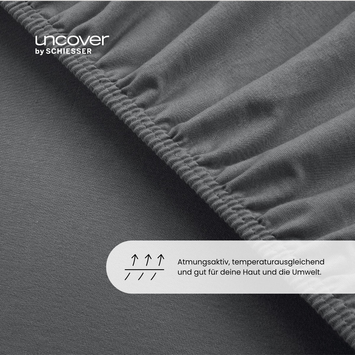 SPANNBETTLAKEN New Jersey - Edeljersey - 150 x 200 cm - Dunkelgrau - Dunkelgrau, Textil (150/200cm) - Uncover by Schiesser