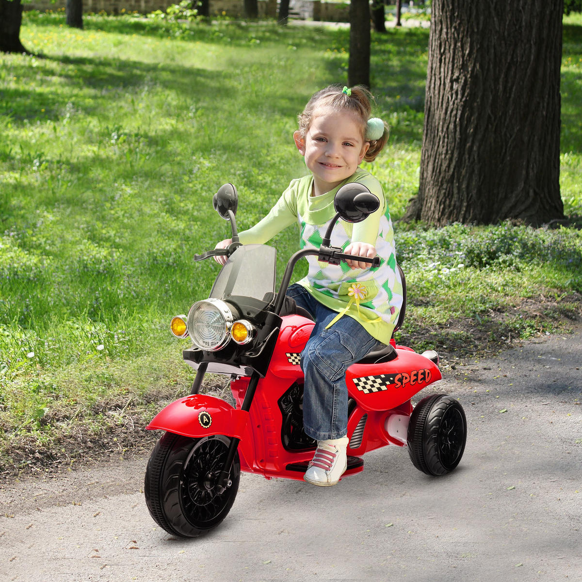 ELEKTROMOTORRAD , Rot, Kunststoff, Metall, 110cm x 48cm x 56cm - Rot, Kunststoff (110/48/56cm) - AIYAPLAY