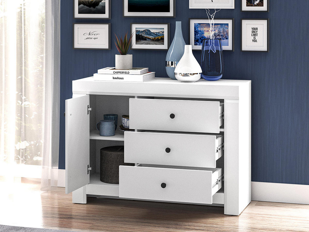 KOMMODE – 117 cm – Lahti – Weiß - Weiß, Holzwerkstoff (117/85/42cm) - hi-markt