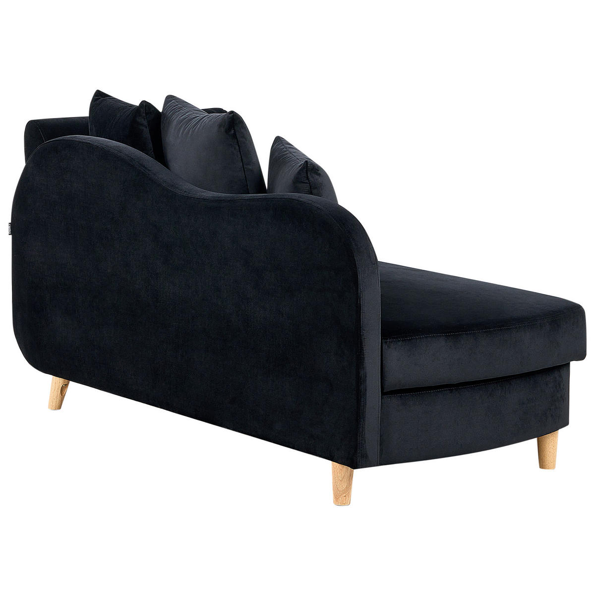 CHAISELONGUE-RECHTSSEITIGE mit Stauraum Samtstoff Schwarz Meri - Schwarz/Braun, Textil (155/76/69cm) - Beliani