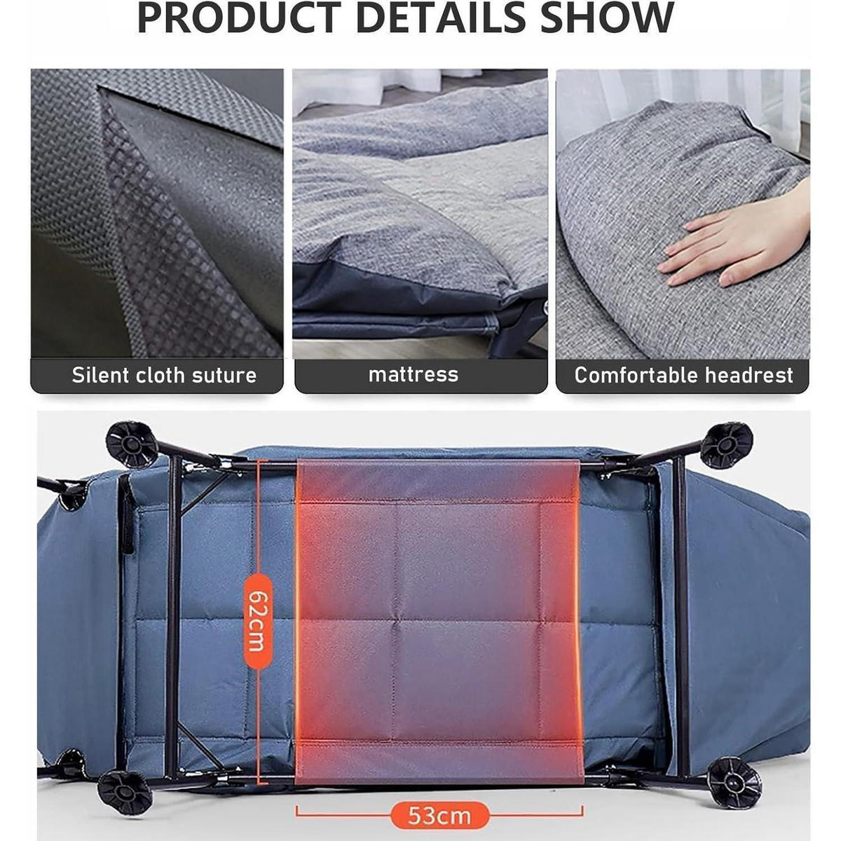 GARTENLIEGE klappbar mit Auflage 190 x 67 cm - Grau, Textil (190/38/67cm)