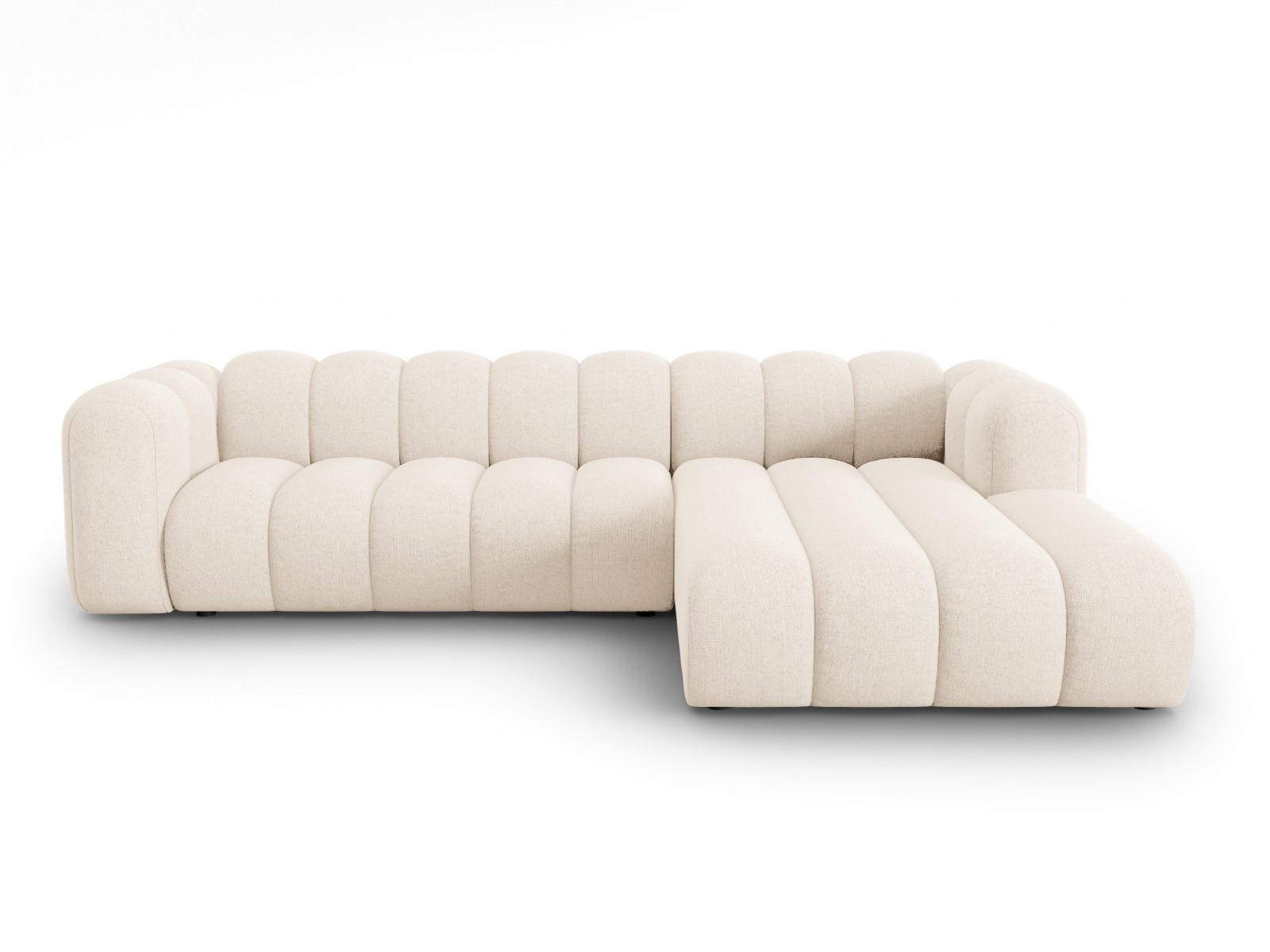 ECKSOFA modular rechts Lupine aus Chenille-Stoff leichtes beige 4 Sitzplätze - Creme, Textil (177/290cm) - Micadoni