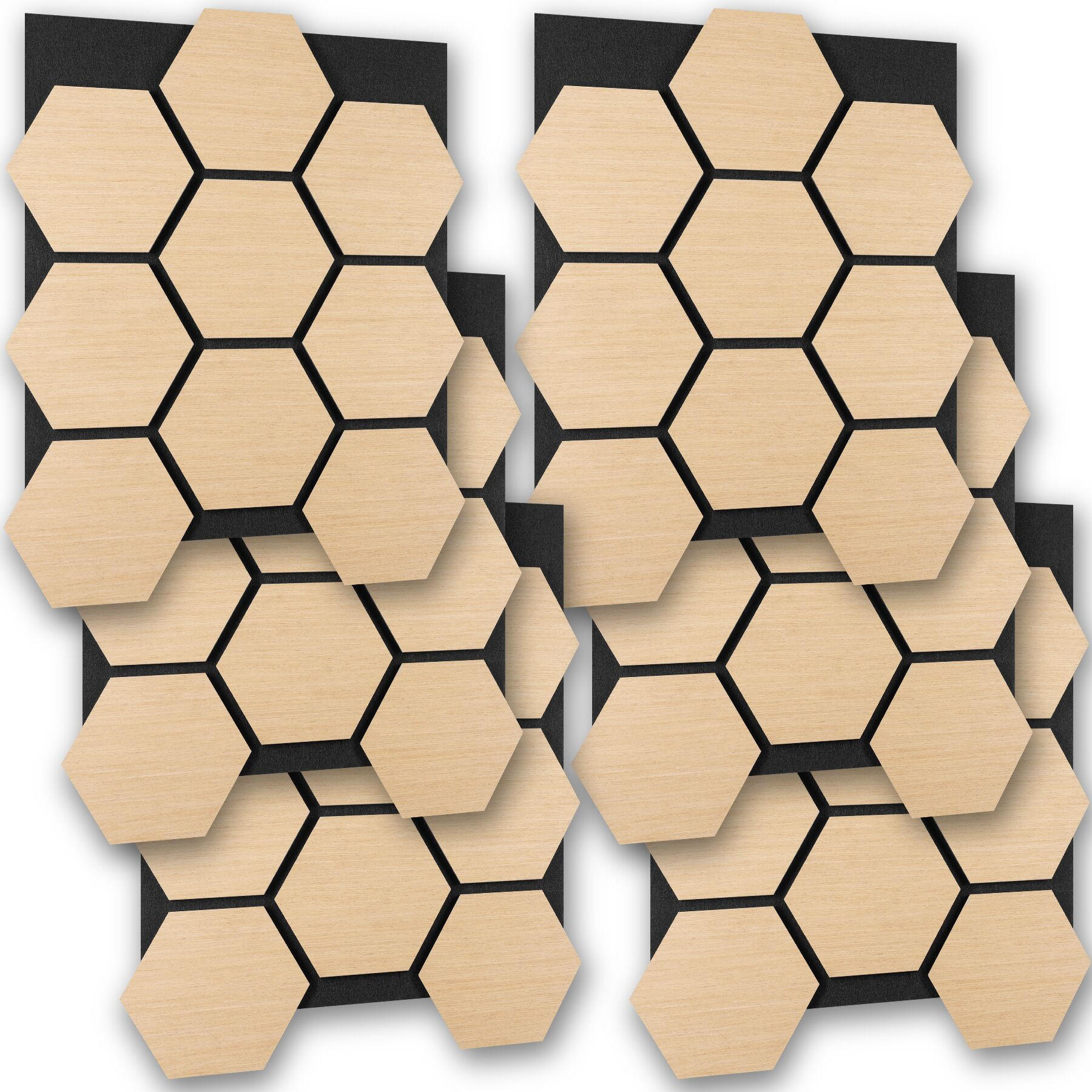 AKUSTIKPANEELE Sonic Shield, je 76 x 62 x 1,8 cm, Größe flexibel anpassbar, Eiche - Eichefarben, Holz (62/1.8/76cm) - tectake