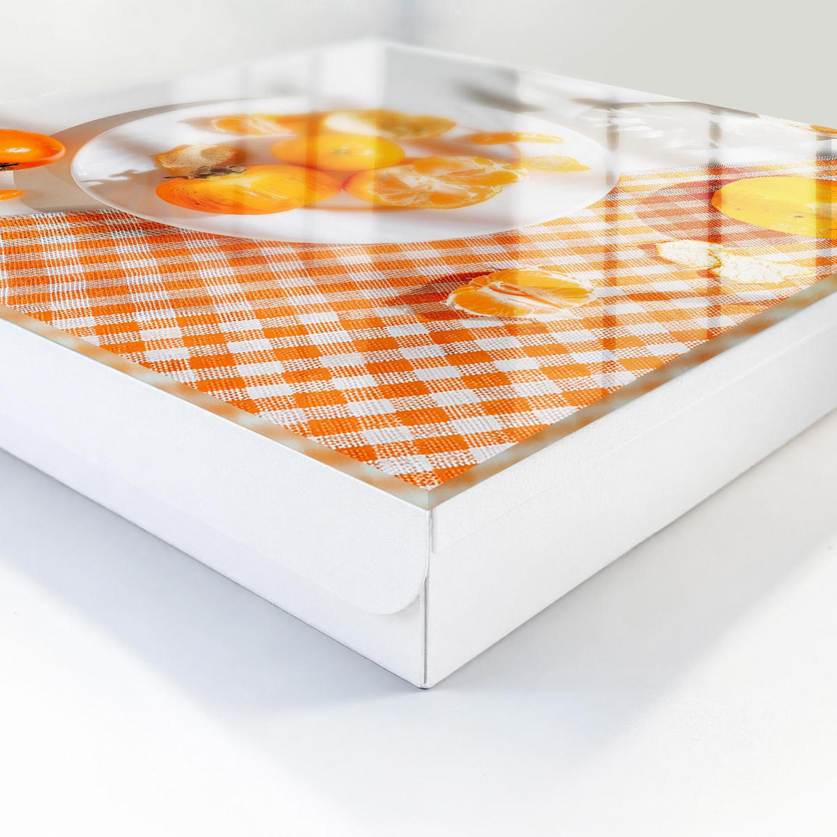 SCHLÜSSELBOX Weiß 30x30 cm – Türöffnung nach rechts - Saftige Früchte - Orange, Metall (30/30/5cm) - TULUP