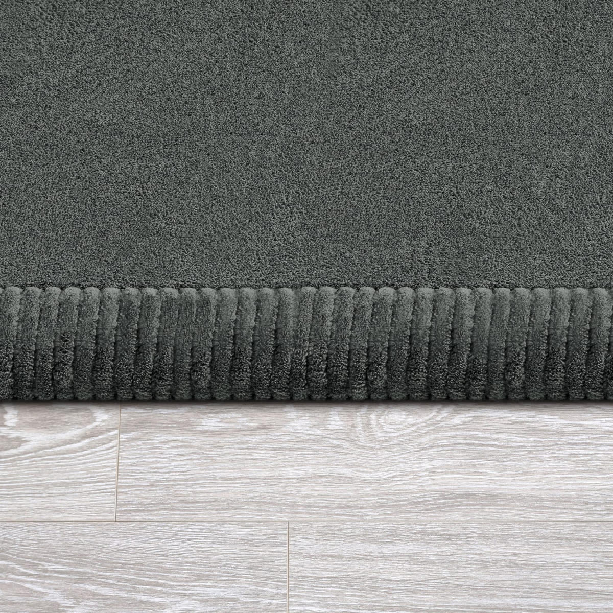 KURZFLORTEPPICH Waschbar, einfarbig, aus Polyester, Anthrazit, 100 x 200 cm - Anthrazit, Textil (200/100cm) - KADIMA DESIGN