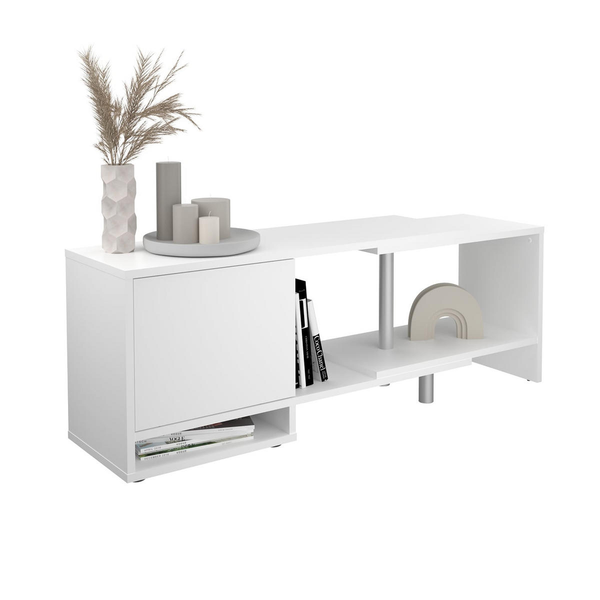 ANPASSUNGSFÄHIGES Eck-TV-Möbel - Flex - Weiß, Holzwerkstoff (33/46.5/39.1cm) - Calicosy