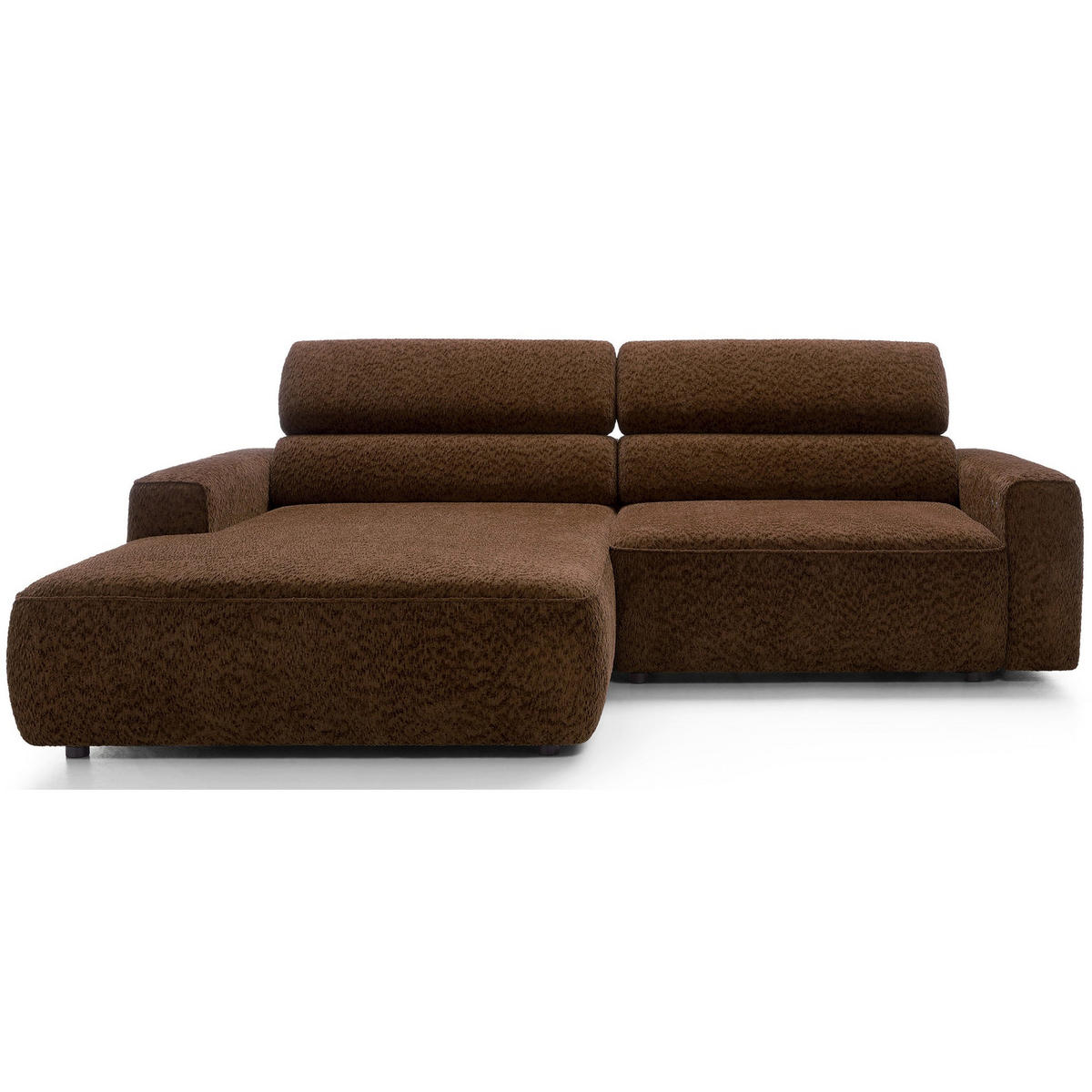 ROHOVÁ pohovka Fando s elektricky výsuvným sedákem, hnědý ženil, levá - černá/hnědá, textil/plast (252/182cm) - Selsey
