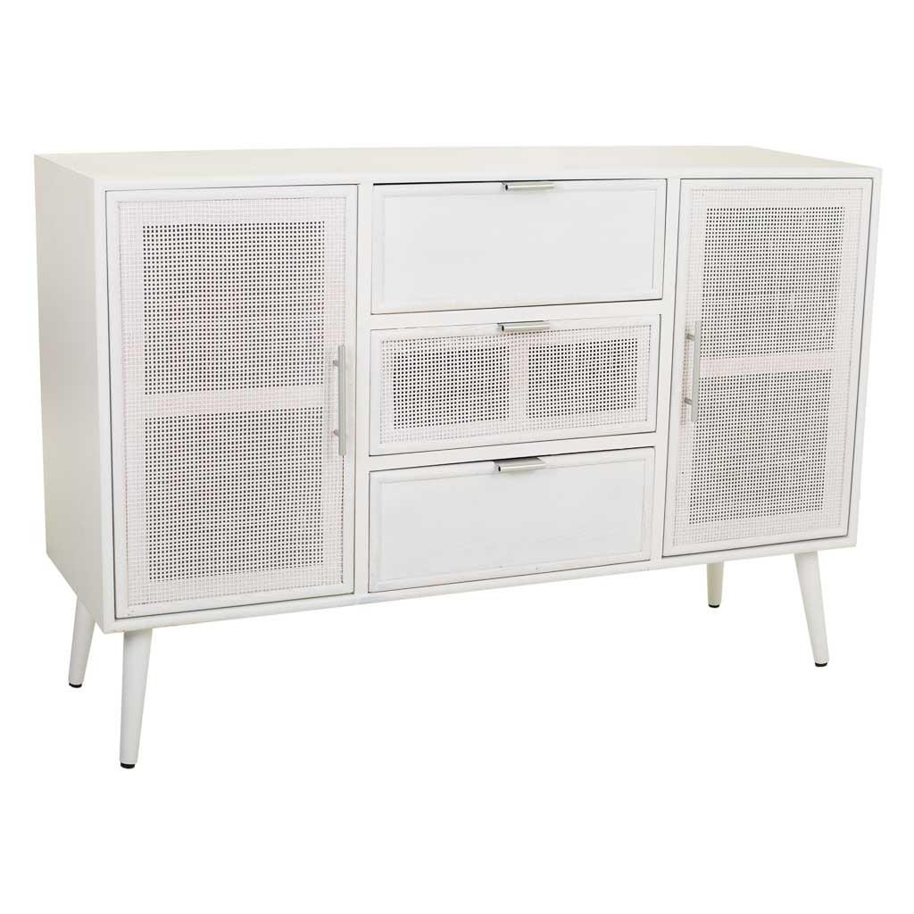 SIDEBOARD aus Holz und Gitter, Weißes, 120x41x81 - Weiß, Holz (120/81/40.5cm) - Wanderlust