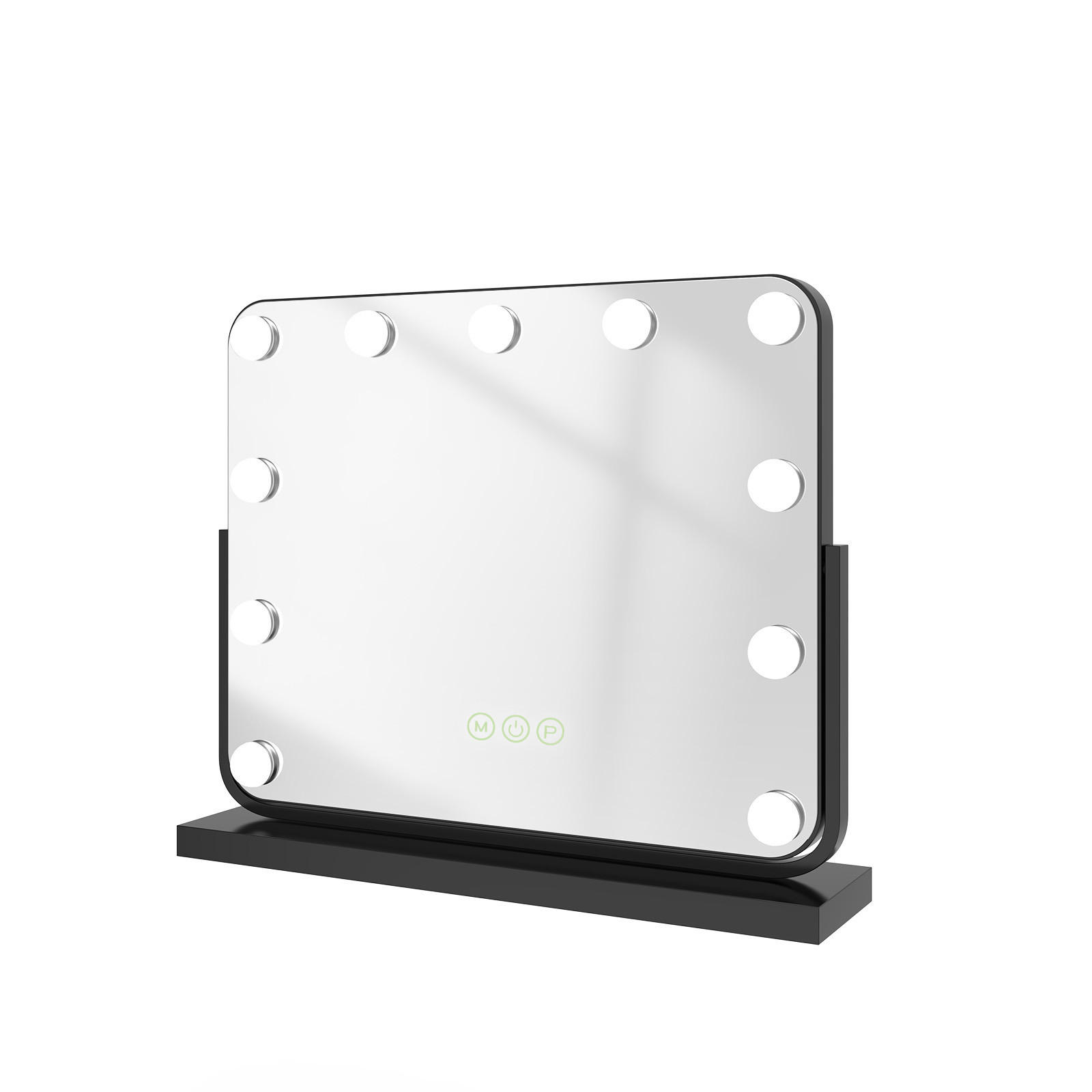 KOSMETIKSPIEGEL mit Beleuchtung, Schwarz, 50/42 cm - Schwarz, Glas (42/12/50cm) - EMKE