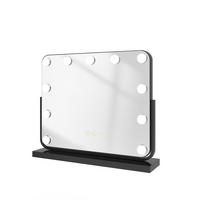 KOSMETIKSPIEGEL mit Beleuchtung, Schwarz, 50/42 cm - Schwarz, Glas (42/12/50cm) - EMKE