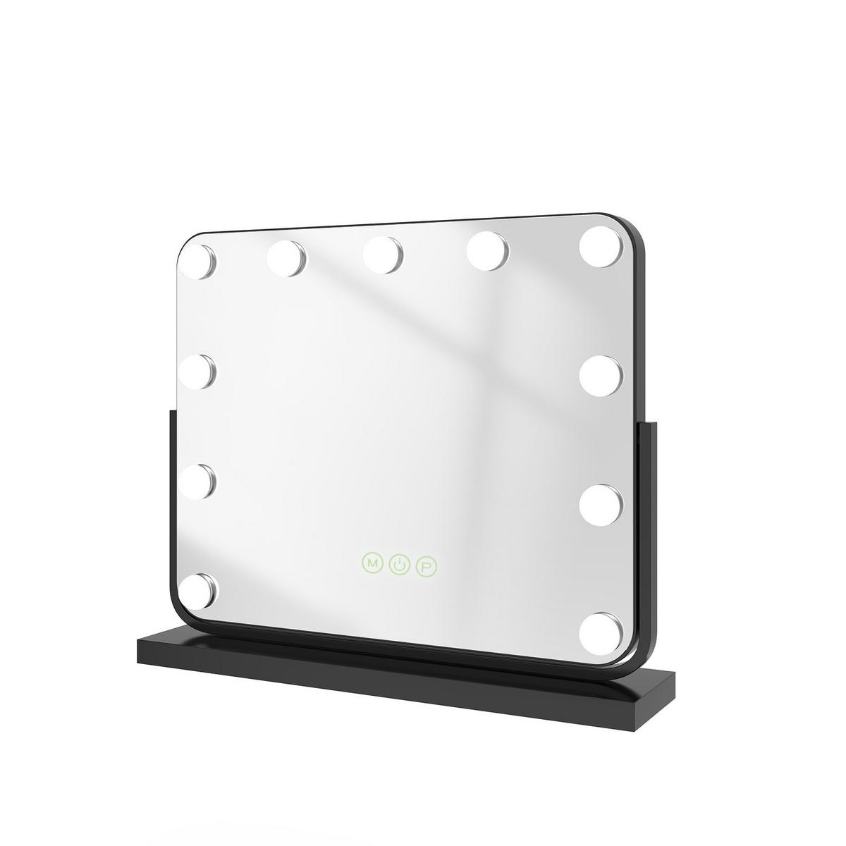 KOSMETIKSPIEGEL mit Beleuchtung, Schwarz, 50/42 cm - Schwarz, Glas (42/12/50cm) - EMKE