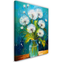 WANDBILD blowfish blumen in einer vase türkis - Blau, Textil (40/60cm) - Feeby