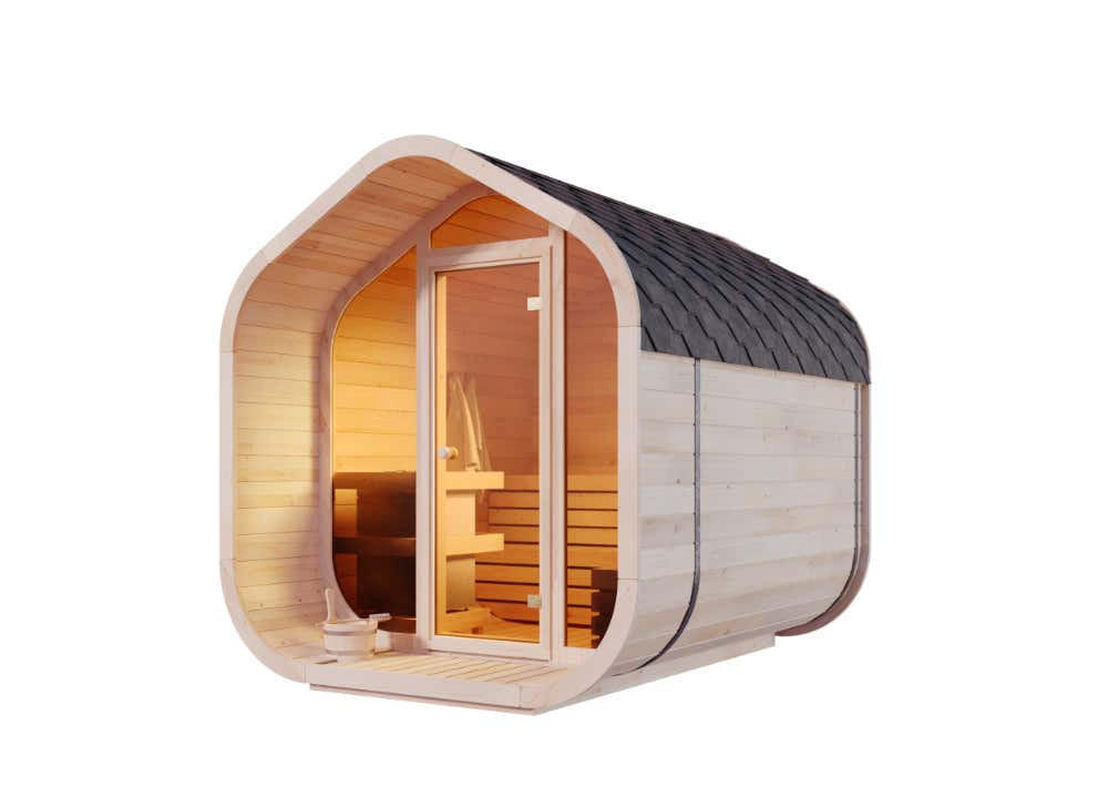 FASSSAUNA Holz ScandiCube Wave Comfort - Naturfarben, Holz (234/249/286cm) - FinnTherm