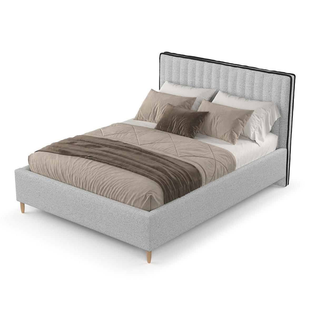 POLSTERBETT Aria 160/200 cm Hellgrau im Riva Stoff - Hellgrau/Naturfarben, Holz/Holzwerkstoff (160/200cm) - AltaBeds