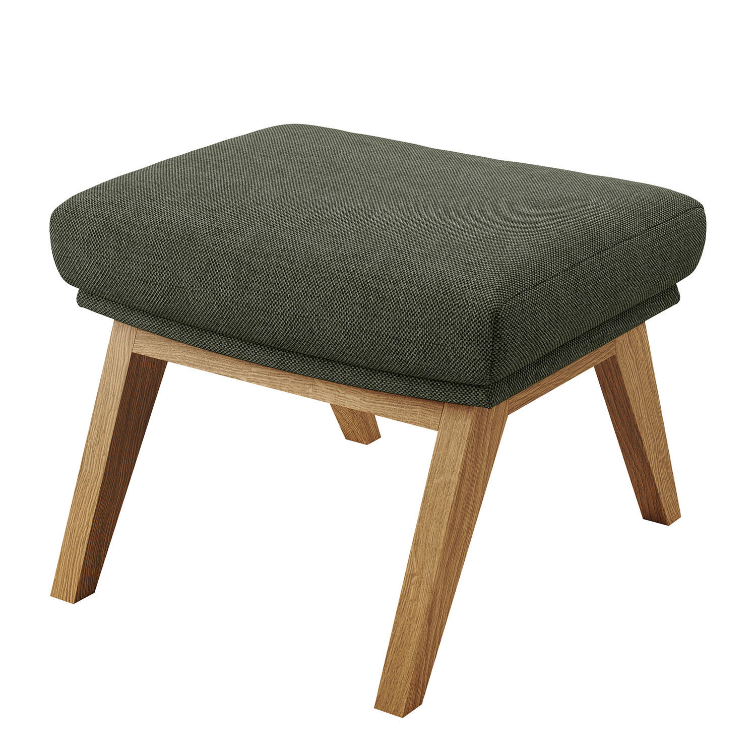 HOCKER mit Holzfüßen - Eichefarben/Grau, Eichenholz/Textil (54/41/41cm) - home24