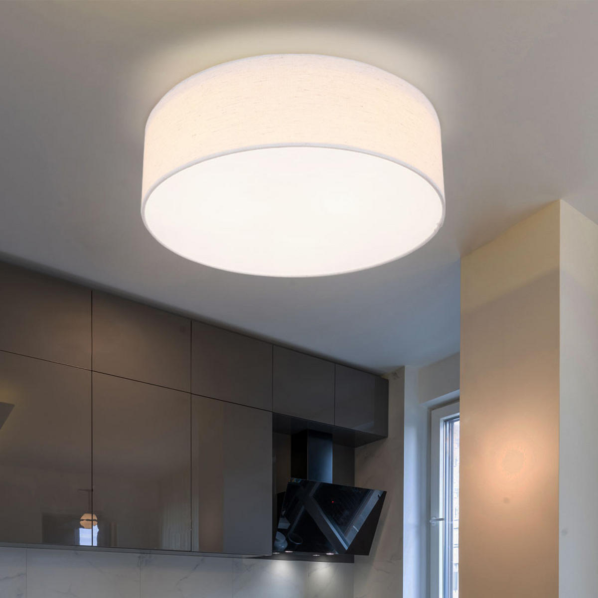 DECKENLEUCHTE AVA Textil Beige - Beige, Metall (40/40/12cm) - Globo Lighting