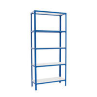 WOHNREGAL LIVING KOALA WOOD mit 5 Fachböden | HxBxT 180x100x30cm | Fachlast 150kg | Blau/Weiß - Blau, Metall (100/180/30cm) - PROREGAL