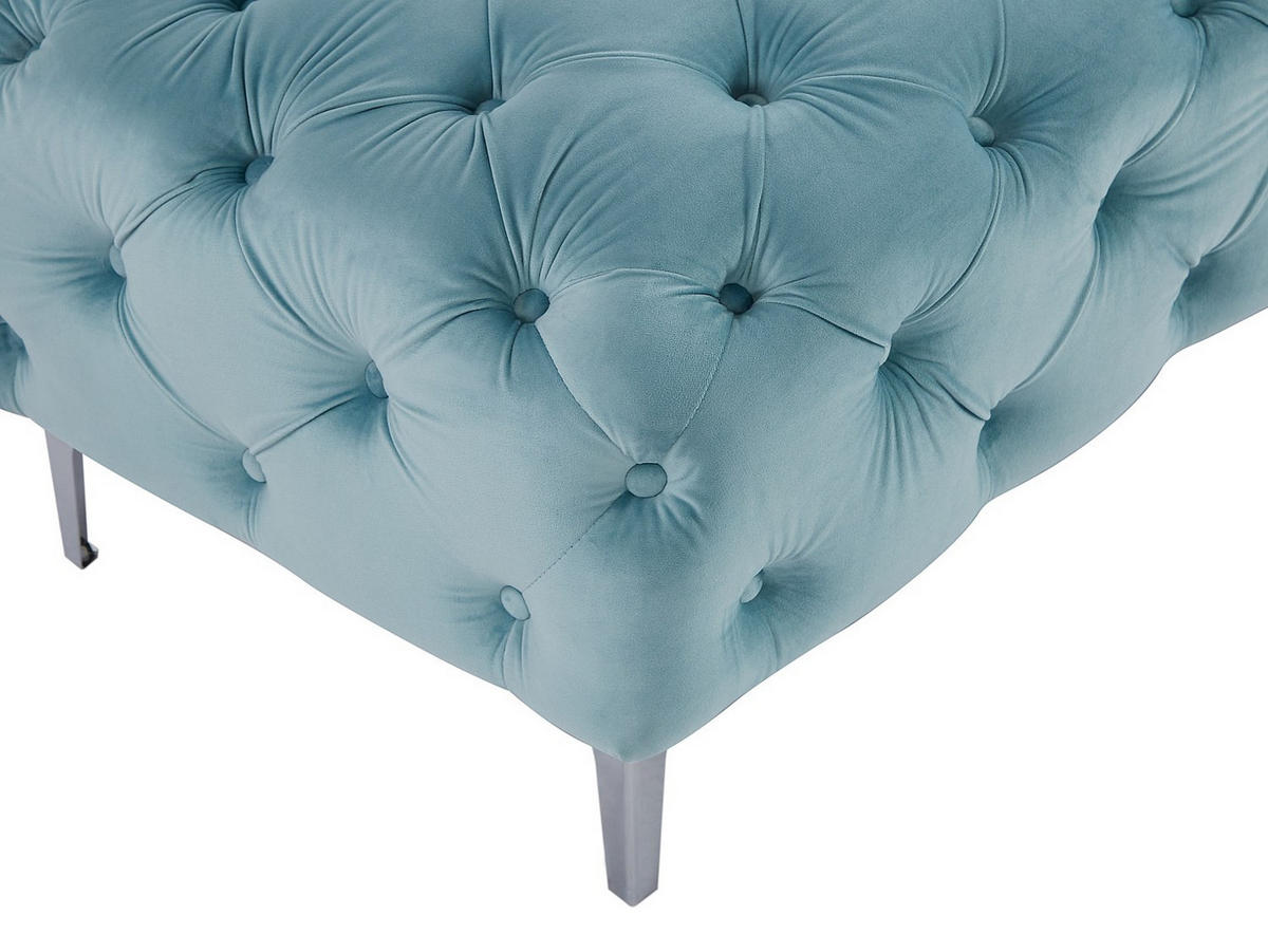 CHESTERFIELD-HOCKER - Samt - Pastellblau - EDWINA - Hellblau, Textil (62/44/103cm) - Vente-Unique