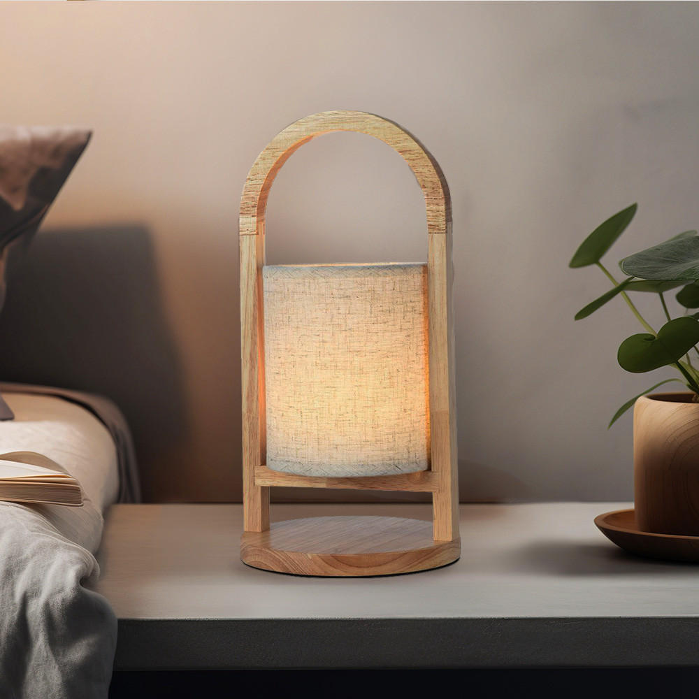 LED TISCHLEUCHTE Holz Beige - Beige, Holz (16/16/32cm)