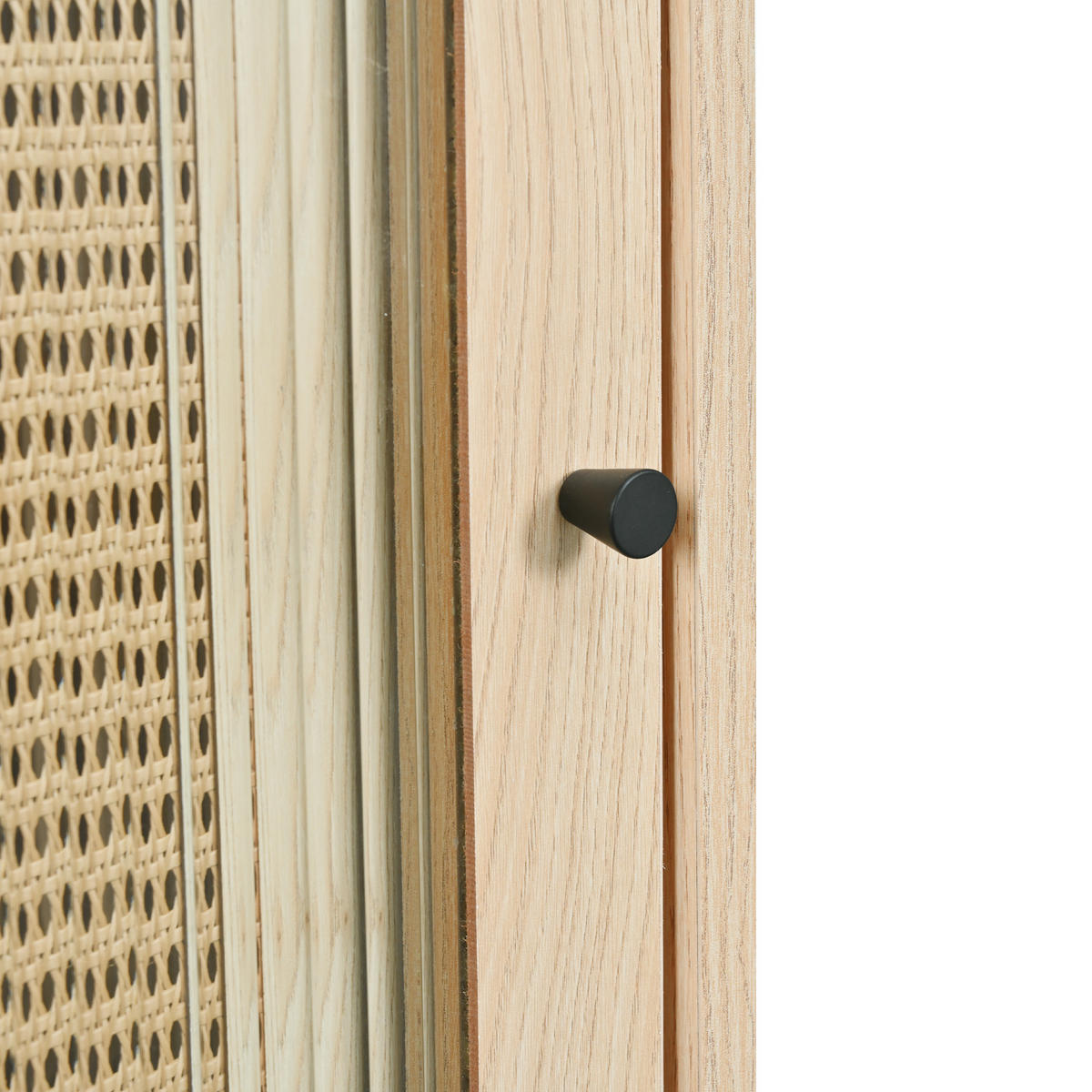 SIDEBOARD mit Rattan-Türen, 100x40x60 cm - Eiche San Remo, Glas/Holzwerkstoff (60/100/40cm) - Urban Meuble