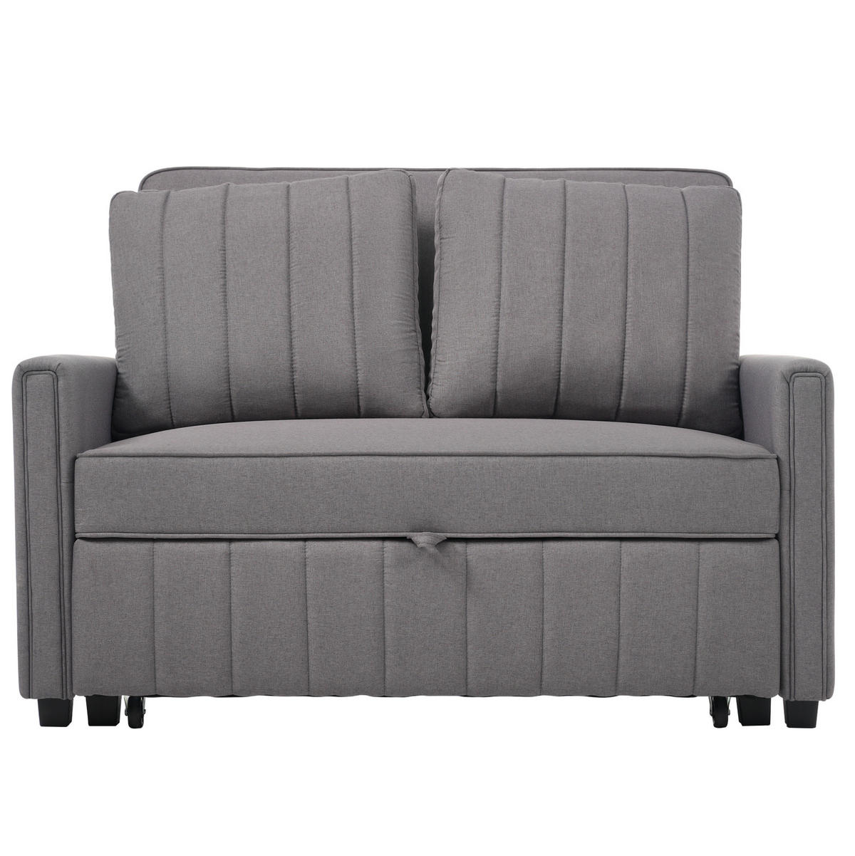 SCHLAFSOFA aus Leinenstoff 127x75x94 cm Antikgrau mit Schlaffunktion, 3-fach verstellbarer Rückenlehne und 2 Kissen - Grau, Kunststoff (75/94/127cm) - Modfu