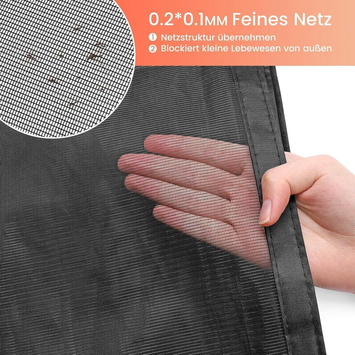 FLIEGENGITTER Tür für Balkon und Terrasse, ohne Bohren, schwarz - Schwarz, Textil (80/220/2cm)