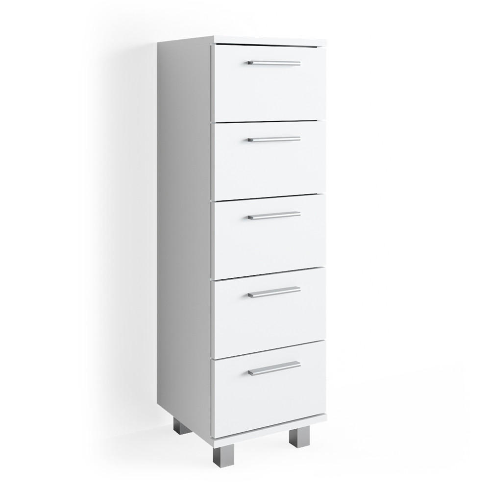 BADSCHRANK Ilias Weiß 30 x 95 cm - Weiß, Holzwerkstoff (30/95/30cm) - Vicco