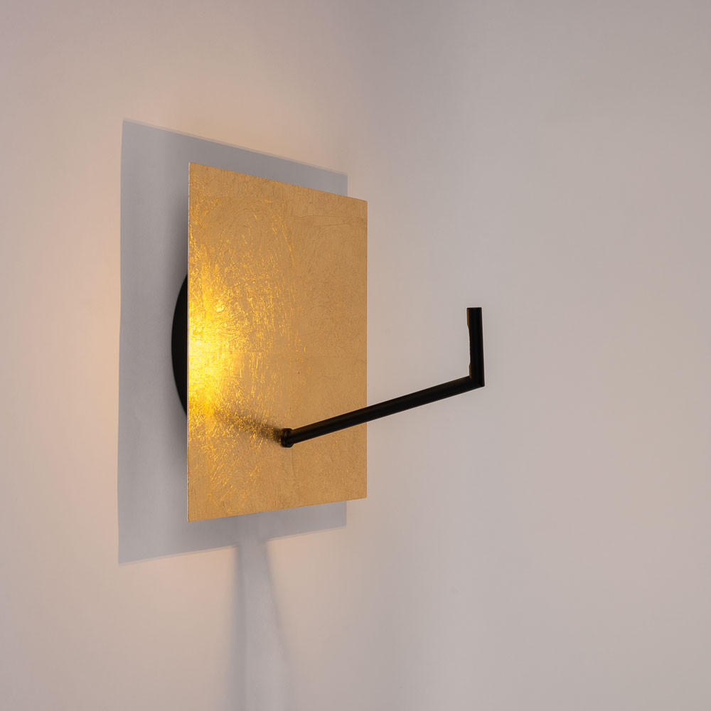 LED-WAND-/DECKENLAMPE Hook Blattgold 30x30cm - Goldfarben, Metall (30/30/25cm) - s.luce