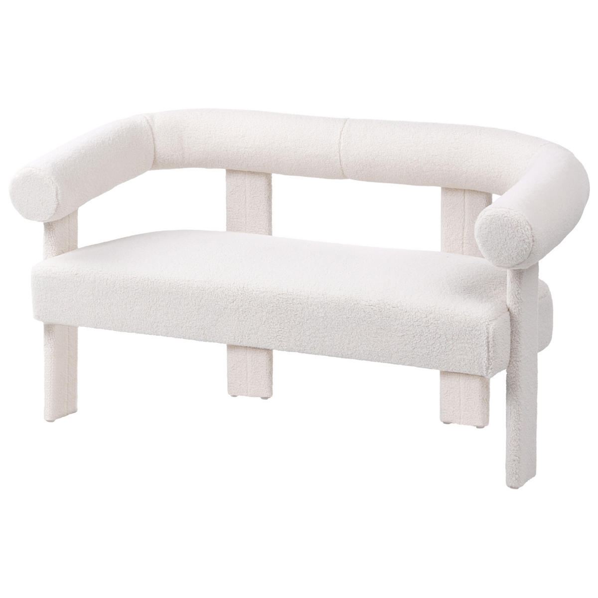 2-SITZER-SOFA Bouclé Cremeweiß Ilbro - Creme, Textil (138/76/68cm) - Beliani