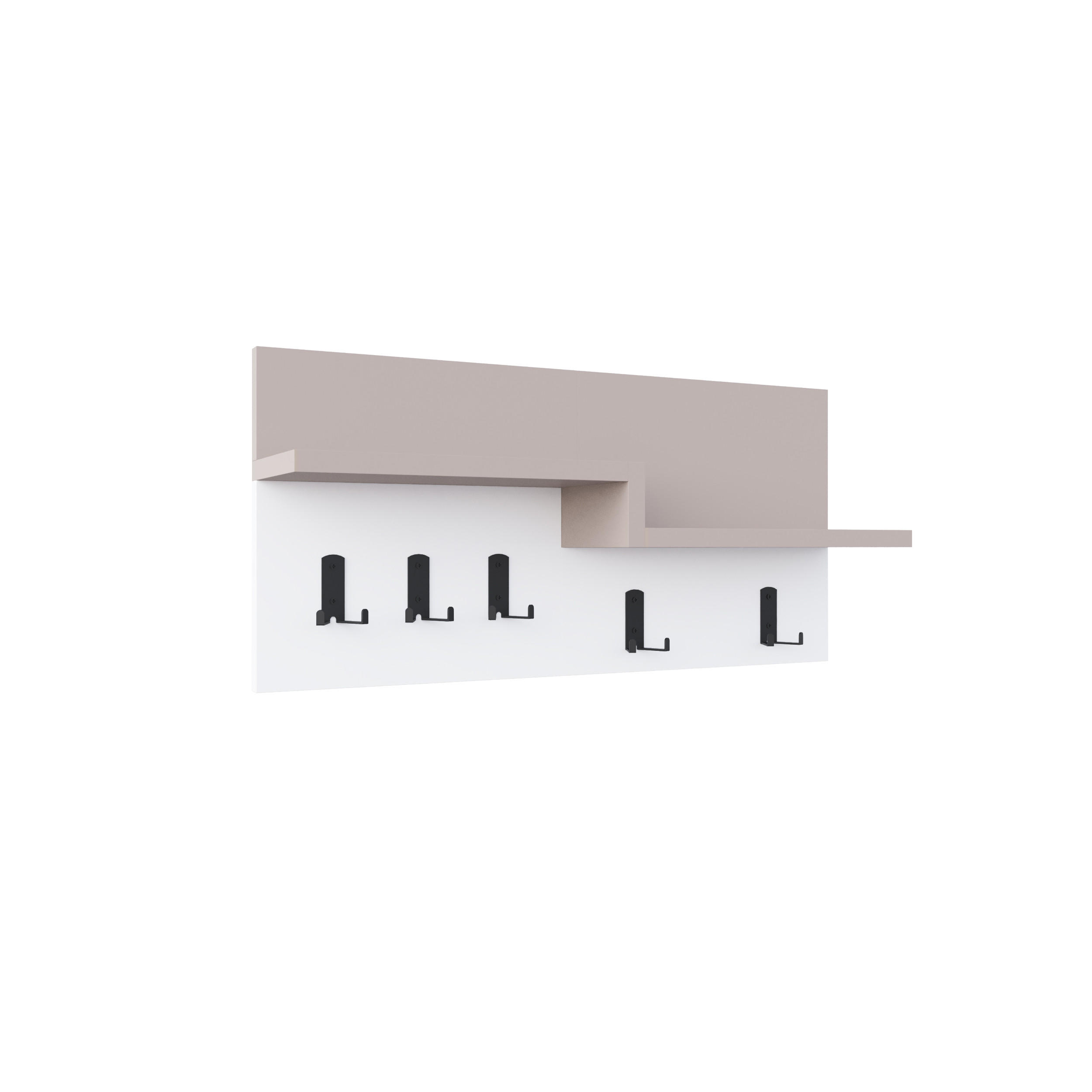 WANDGARDEROBE Harmon Mocha Weiß 65/31/15 cm - Multicolor, Holzwerkstoff (65/31/15cm) - Decortie