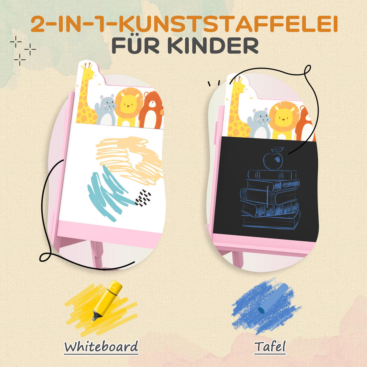 KINDERTAFEL - Rosa, Holzwerkstoff (49/113/53.5cm) - AIYAPLAY