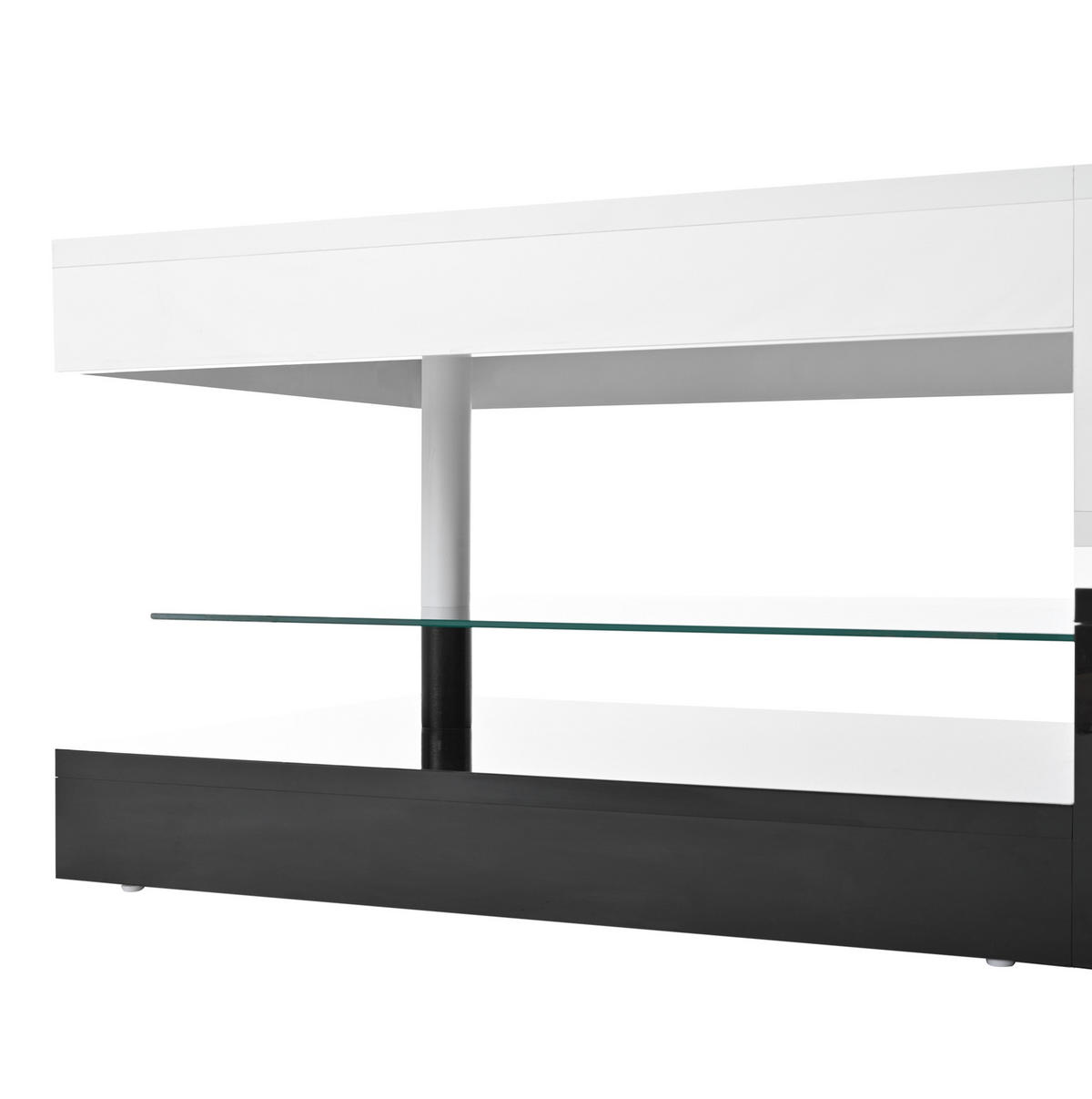 KONFERENČNÍ stolek, 90/45/35,5 cm, dřevotříska černá/bílá, LED osvětlení - bílá, kompozitní dřevo (90/45/35.5cm) - BEAOK
