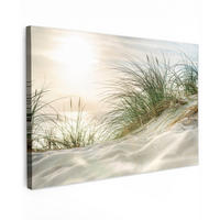 LEINWANDBILD Dünen mit Strandhafer in der Sonne des Nationalparks Schleswig-Holsteinisches Wattenmeer Groß 140x90 cm - Creme, Textil (140/90cm) - MuchoWow