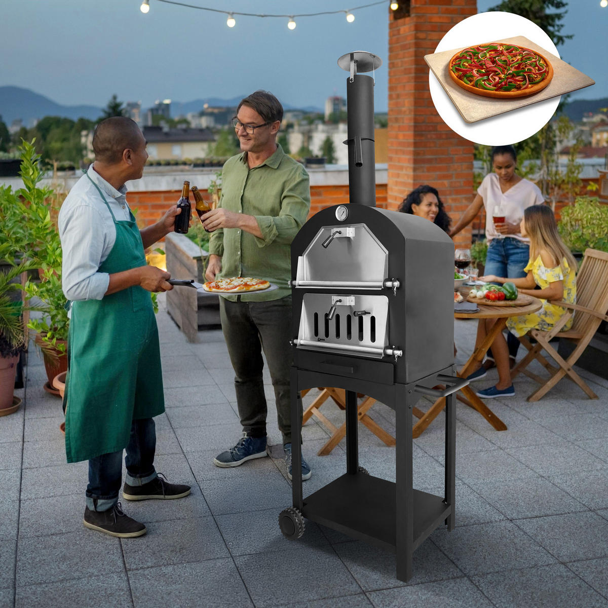 PIZZAOFEN - Schwarz, Metall (66/178/47.5cm) - TAINO