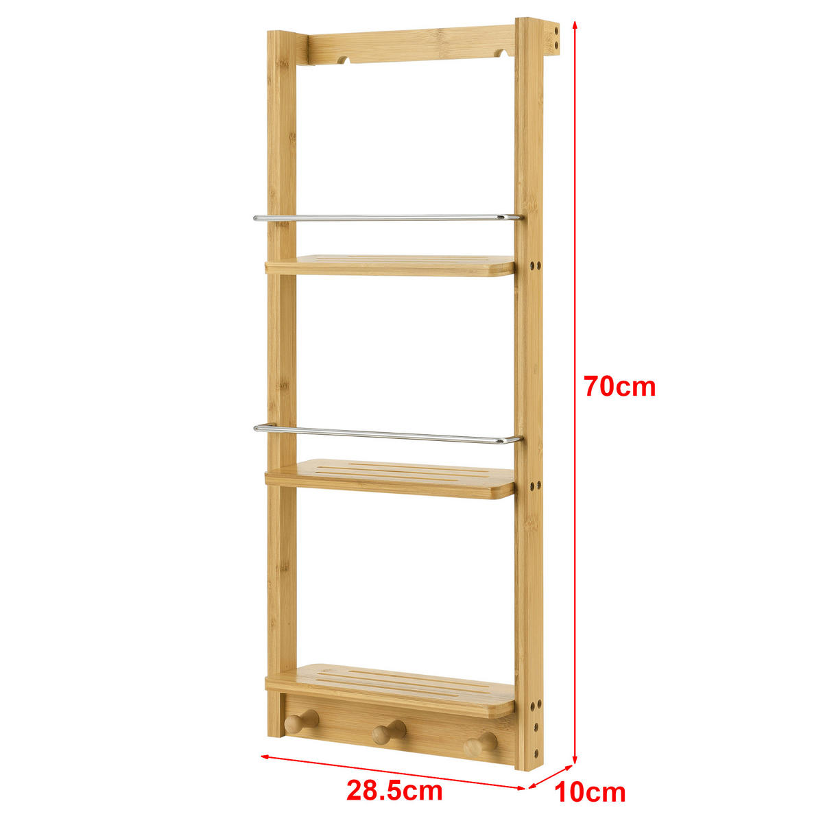 BADEZIMMERREGAL Lidingö - Naturfarben, Holz (28.5/70/10cm) - [en.casa]