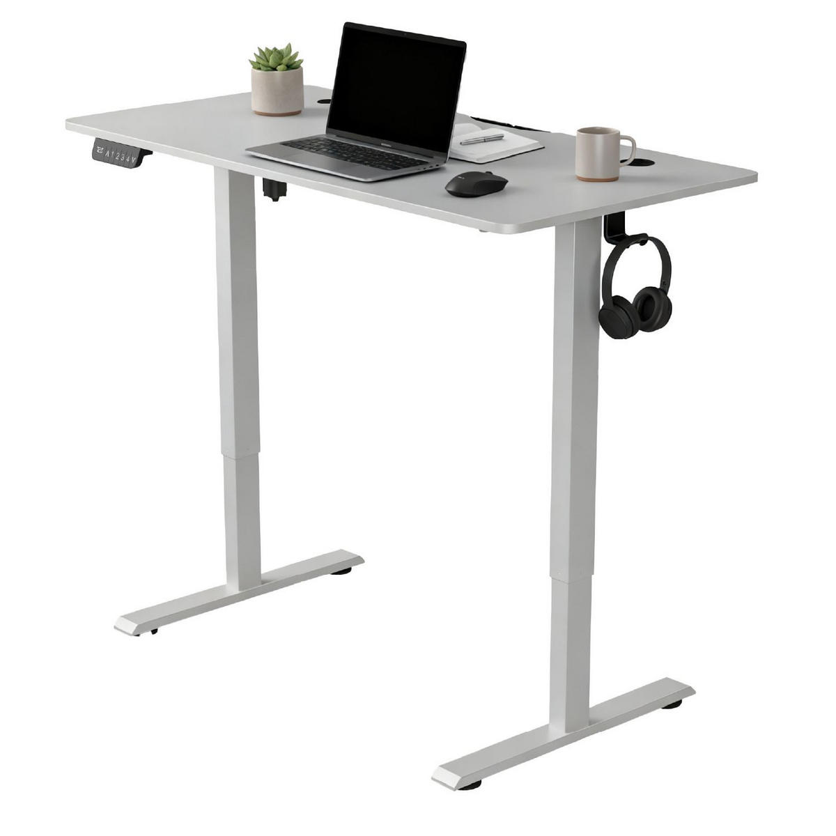 SCHREIBTISCH Office Stand weiß 120x60 cm höhenverstellbar - Weiß, Holz (60/120/117cm) - Juskys