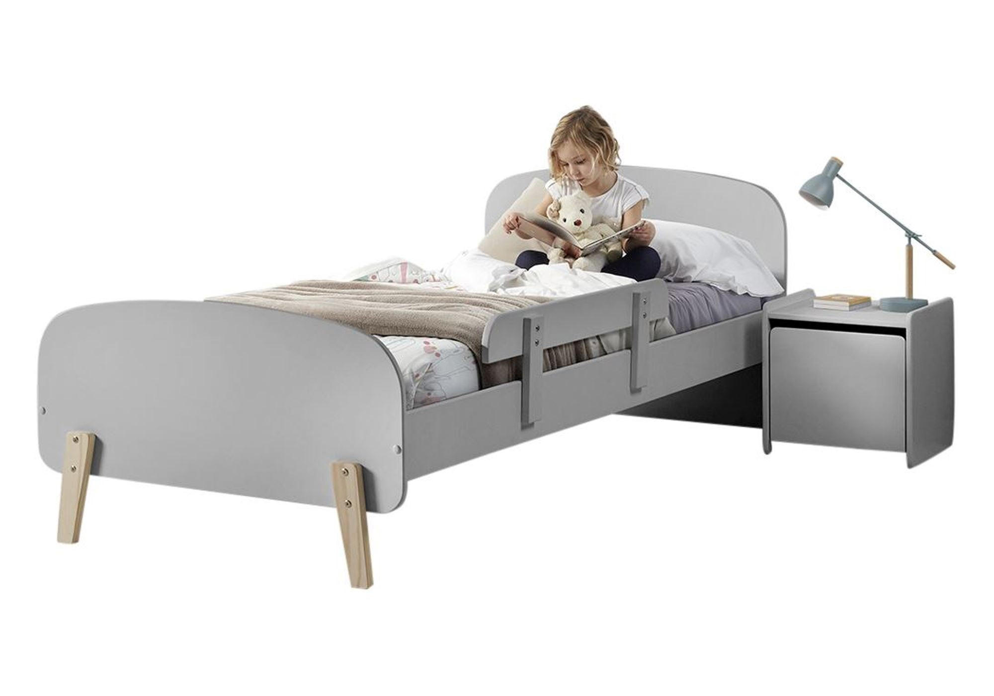 KINDERZIMMER Set Karilynn 2 Massivholz+MDF hellgrau - Hellgrau, Holz (220/73/120cm) - 58aufmkessel