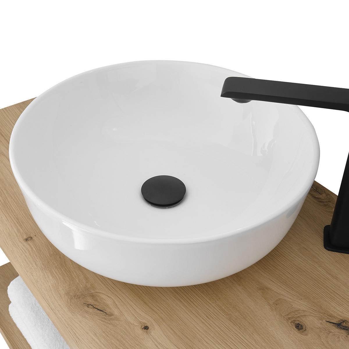 AUFSATZWASCHBECKEN - Weiß - Weiß, Naturmaterialen (42/14/42cm) - home24