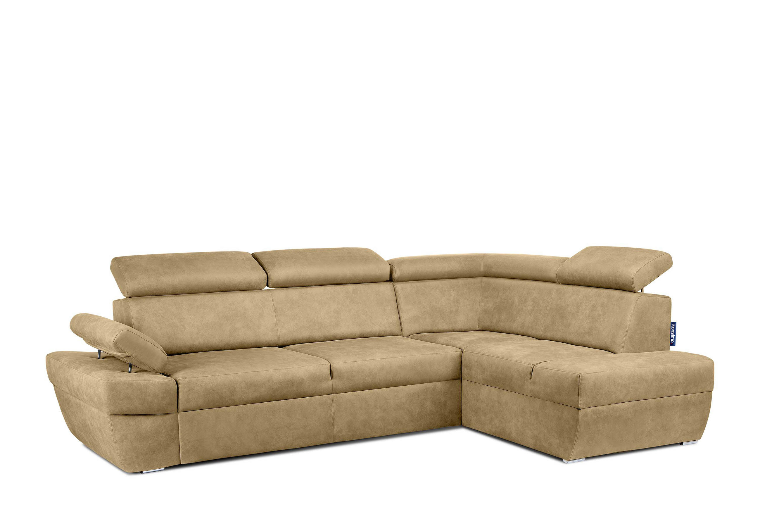 SCHLAFECKSOFA RATLO rechts 4/5-Sitzer mit Bettkasten in Lederoptik, gelb - Gelb/Silberfarben, Textil (270/190cm) - KONSIMO®