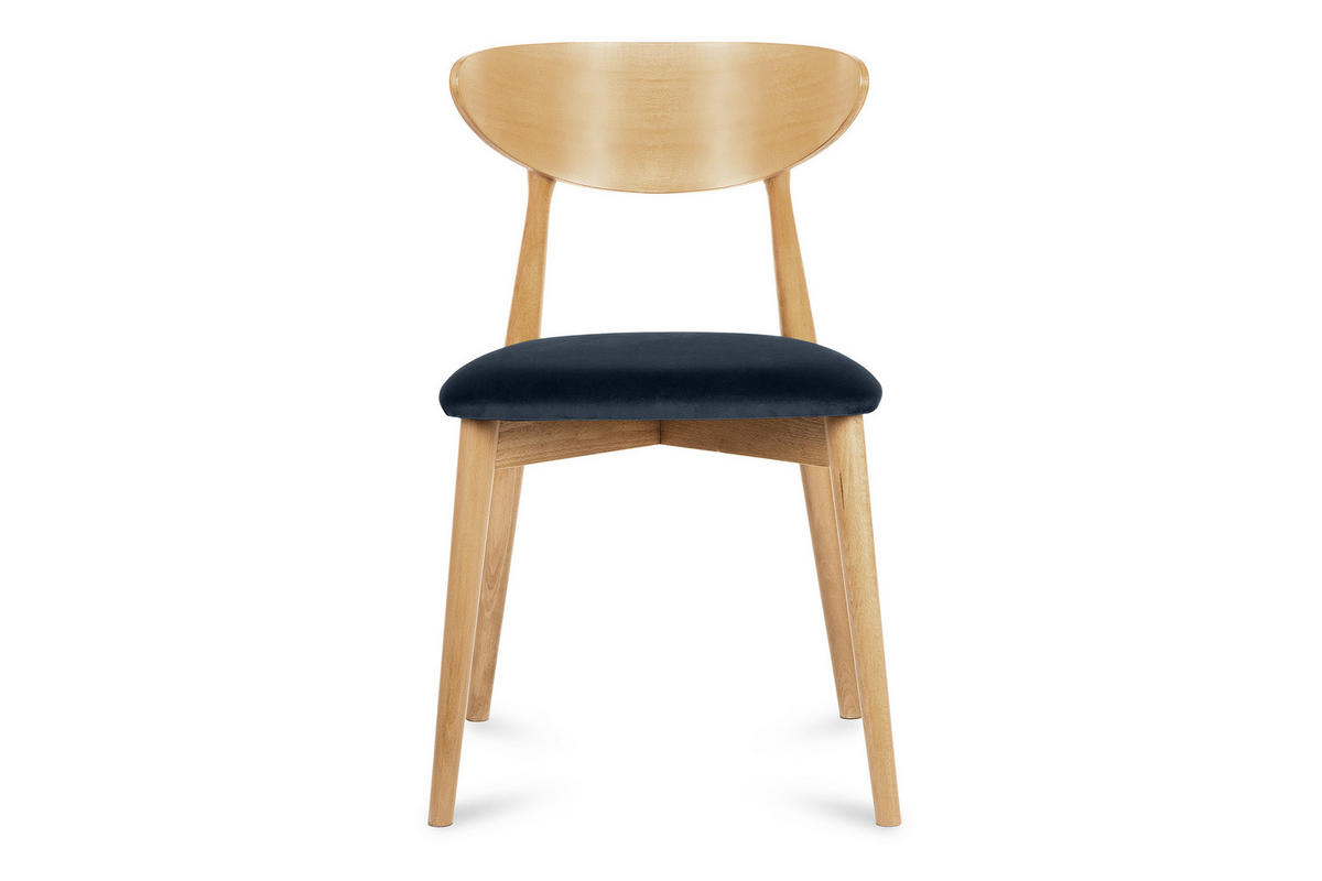 ESSZIMMERSTÜHLE RABI (2er-Set), marineblau / Eiche hell - Blau/Eichefarben, Holz/Buchenholz (47/79/45cm) - KONSIMO®