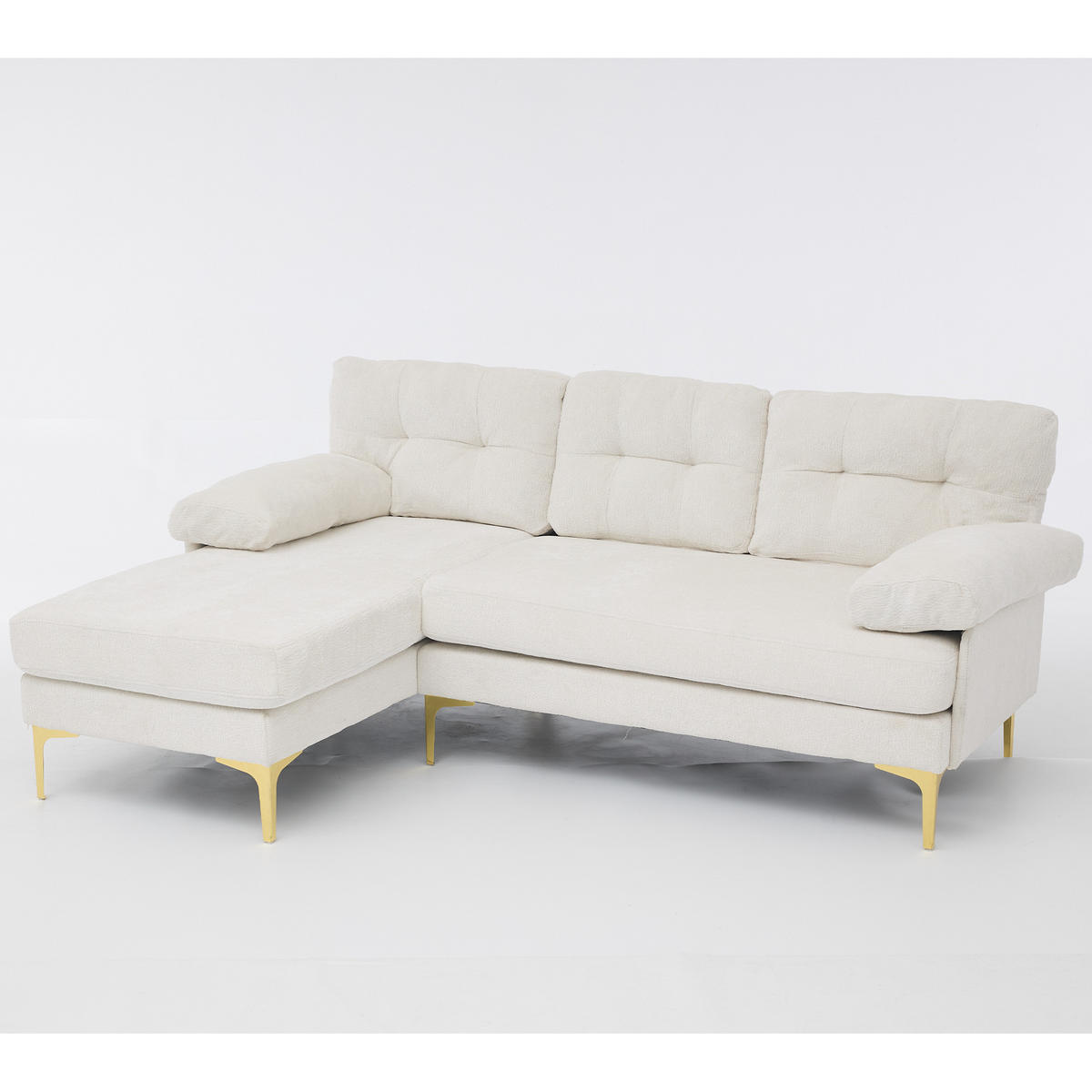 L-FÖRMIGES ECKSOFA Beige 187,5/130/79 cm 3-Sitzer Chenillebezug - Beige, Holz (187.5/130cm) - PANGIVO