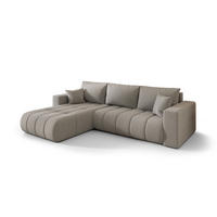 ECKSOFA mit schlaffunktion und bettkasten MILO PREMIUM, stoff WIND, Grau, Links - Hellgrau, Holz (280/190cm) - Kaiser Möbel