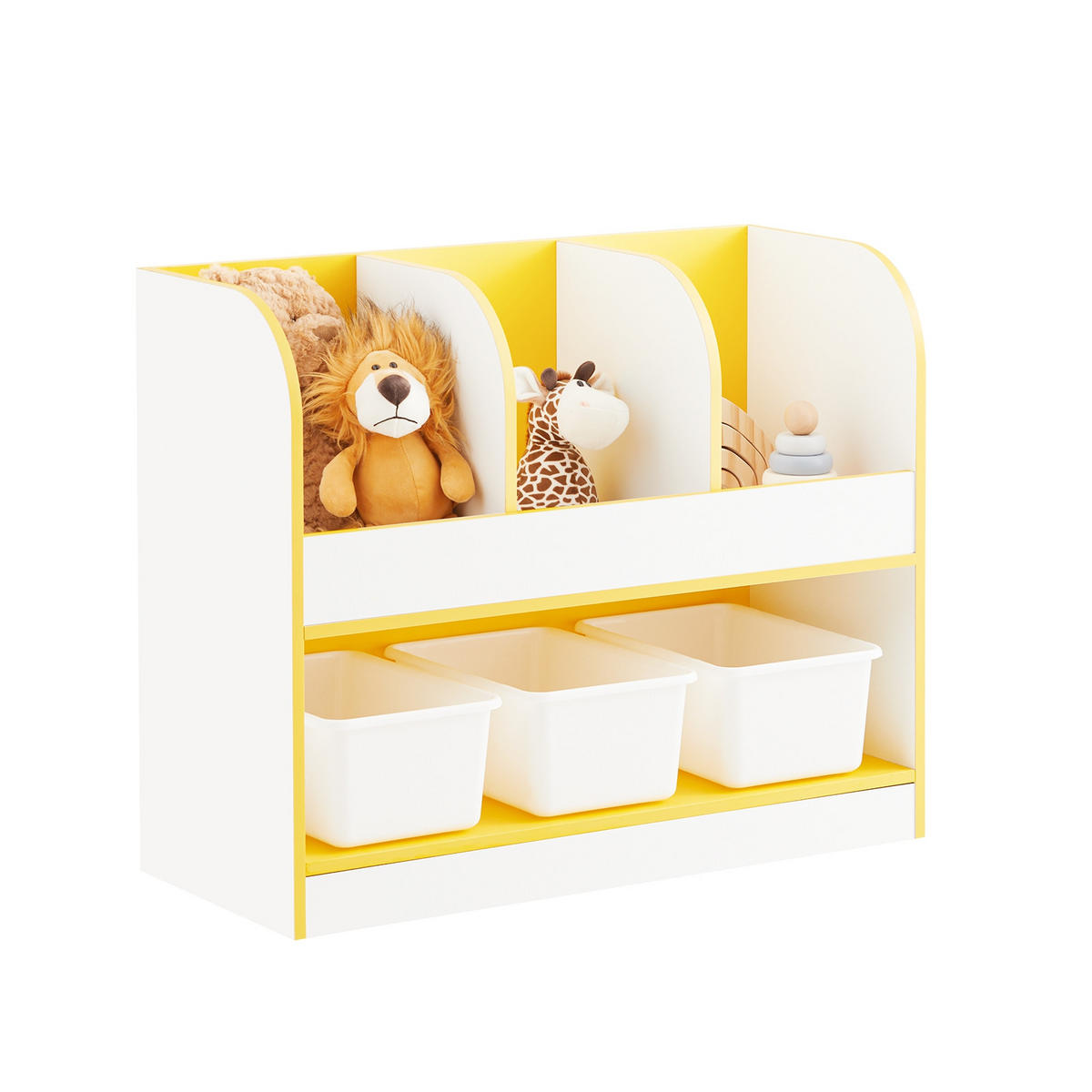 KINDERREGAL Weiß-Gold - Goldfarben/Weiß, Holzwerkstoff (70/58/30cm) - SoBuy