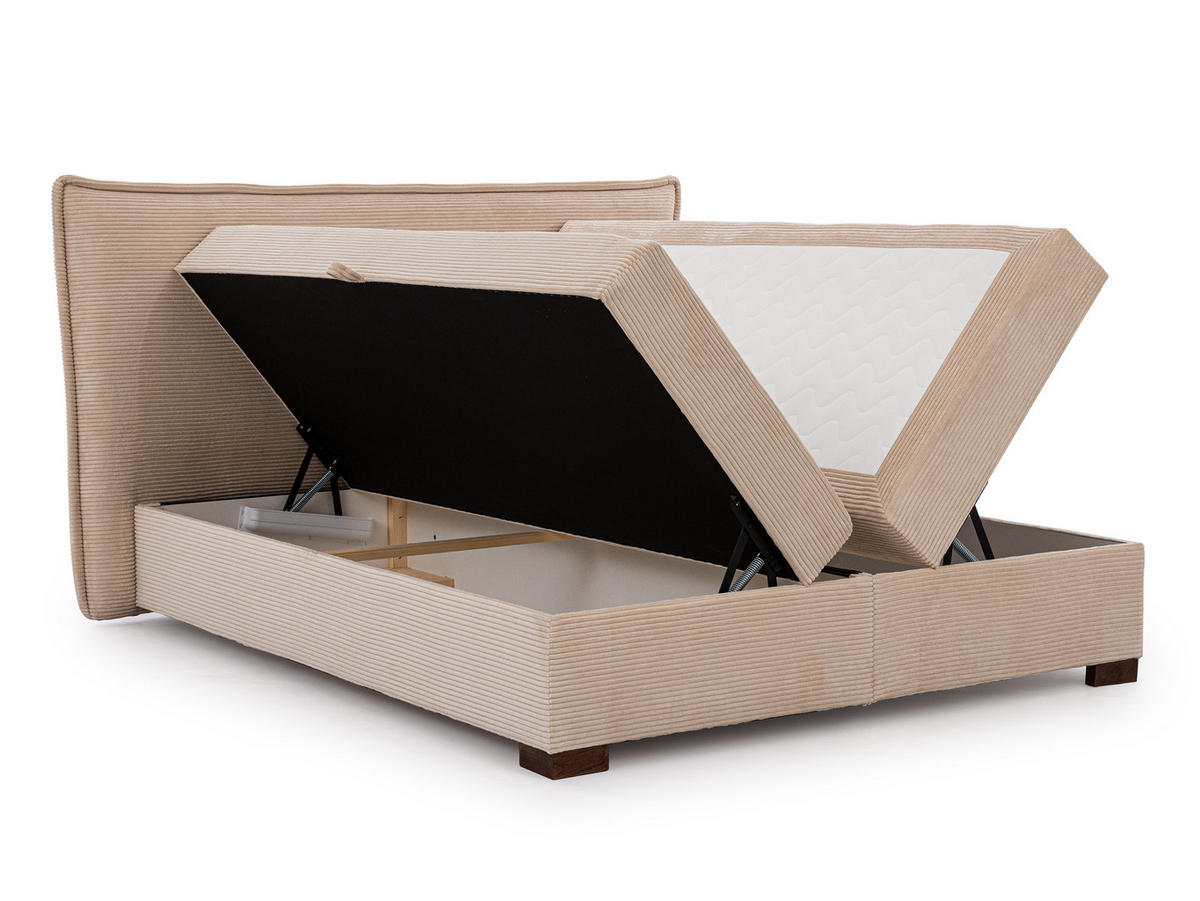 BOXBETT Lovetti II, Cord, H3 - Beige/Dunkelbraun, Holz/Kunststoff (200/160cm) - S-Style Möbel