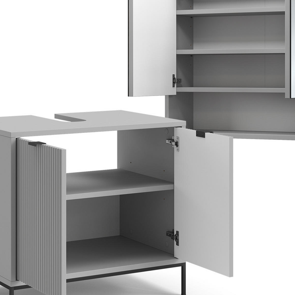BADMÖBEL-SET Eliza Grau 2 Teile - Grau, Holzwerkstoff (70/63/45cm) - Vicco