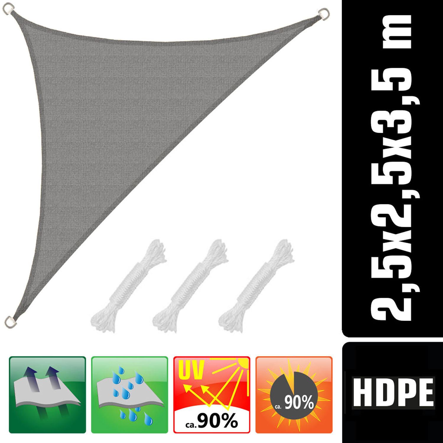 SONNENSEGEL Luftdurchlässig 350/250 cm Beige - Grau, Kunststoff (250/350cm) - Amanka
