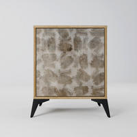 SIDEBOARD SLIGHTLY BLURRED, Eichefarben, 57,5x42x70,5 cm, Schwarze Metall-Sternfüße - Eichefarben/Multicolor, Holzwerkstoff/Metall (57.5/70.5/42cm) - SpaceRebels